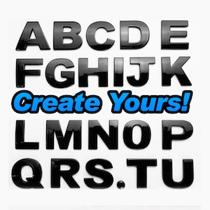 OEM Spec 3D A-Z Gloss Black Letras e Números Emblema Emblema para Carros, Caminhões e Barcos Autoadesivo 1 Polegada de Altura