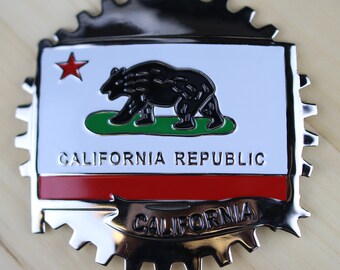 CALIFORNIA REPUBLIC- NEW Chrome Front Grill Truck Car Badge Emblem Mexican Flag Spanish Bandera de Mexico Medallion