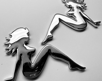 2 - Trucker Lady 3D Badge Emblem Left and Right Set