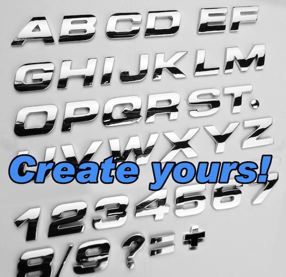 OEM Quality 3D A-Z Chrome Letters and Numbers Emblem Badge for