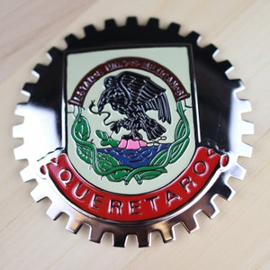 QUERETARO - NEUES Chrom-Front-Grill-LKW-Auto-Abzeichen-Emblem mexikanische Flaggespanisch Estado de Mexico Medaillon