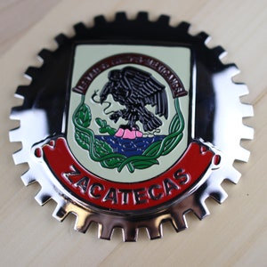 ZACATECAS - New Chrome Front Grill LKW-Auto-Abzeichen Emblem Mexikanische Flagge Spanisch Estado de Mexico Medaillon