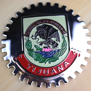 TIJUANA TJ - Neuer Chrom-Frontgrill-LKW-Abzeichen-Emblem mexikanische Flaggespanisch Estado de Mexico Medaillon