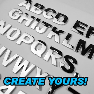 OEM Spec 3D A-Z Chrome Letters and Numbers Emblem Badge for Cars, Trucks and Boats Self Adhesive 3/4 Inch Tall 19mm Tall BASIC STYLE
