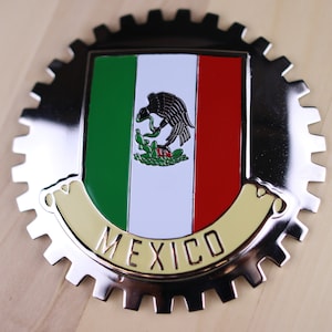 MEXIKO BANDERA GWR - Neuer Chrom-Front-Grill-LKW-Abzeichen-Emblem der mexikanischen Flagge Spanisch Estado de Mexico Medaillon