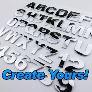 Insignia con letras y números cromados A-Z en 3D con especificaciones OEM para automóviles, camiones y embarcaciones, autoadhesiva, de 1 pulgada de alto