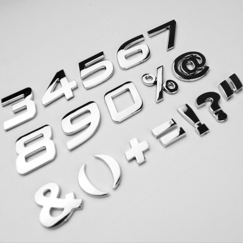 Number Emblems OEM Quality 3D A-Z Chrome Letters Numbers Emblem Badge for Cars Trucks ...