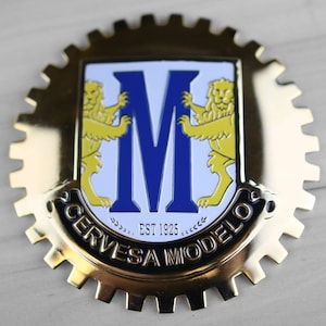 CERVEZA MODELO - NEUES Gold Front Grill Truck Auto Abzeichen Emblem Mexikanische Flagge Spanisch Bandera de Mexico Medaillon