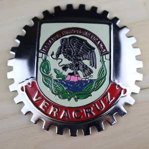 VERACRUZ - New Chrome Front Grill LKW-Auto-Abzeichen Emblem Mexikanische Flagge Spanisch Estado de Mexico Medaillon
