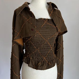 Reworked Button Down  / Two Piece Set / 100% Cotton / Handmade / One of One / Elastic Top  - size S