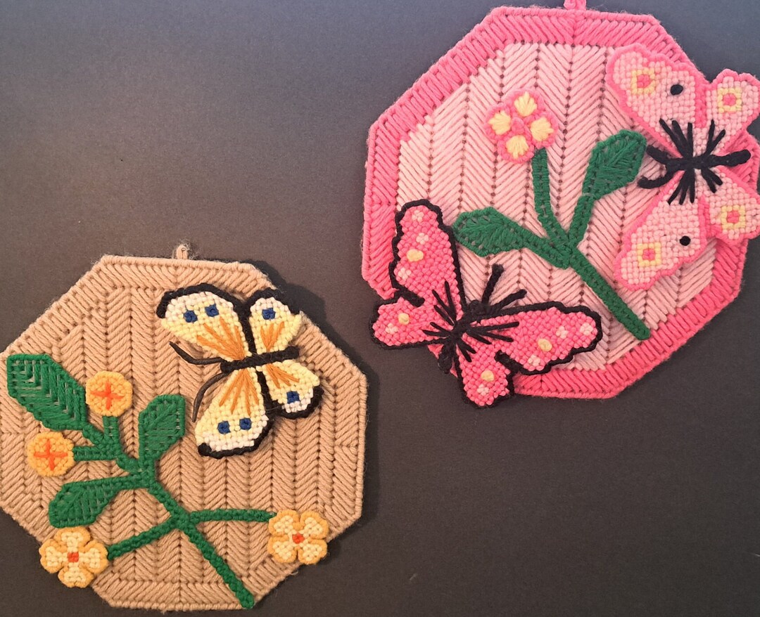 Hand Embroidery Wall Hangings With Butterflies and Flower Etsy