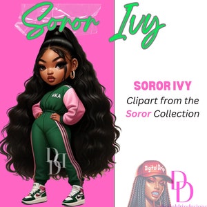 Soror IVY Afroamerykanka „Specjalne stowarzyszenie: AKA lalka Chibi o tematyce, wszechstronne pobieranie cyfrowe Alpha Kappa Alpha, PNG Clipart