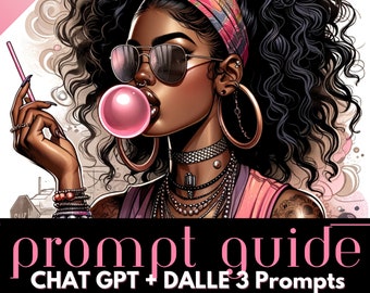 Pink Bubble CHAT GPT DALLE3| bubble  Black Women| African American Characters| Chibi | Digital Downloads| graffiti. street| Prompt guide