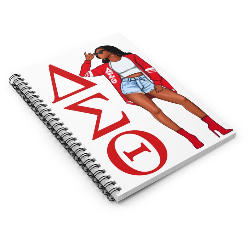 Delta Sigma Theta White Tall Standing Woman Ruled Line Spiral Notebook ...