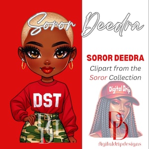 Soror Deedra Afroamericana “Especial de hermandad de mujeres: Muñeca Chibi temática Delta Deedra, Descarga digital versátil, PNG Clipart