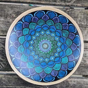 Handpainted Mandala Wooden Wall Plate for Tranquil Home Decor, Acrylic painting