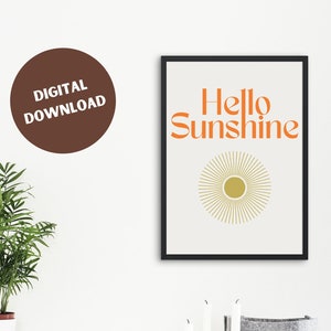 Hello Sunshine - Vintage Typographic Wall Art Digital Print in Desert Hues