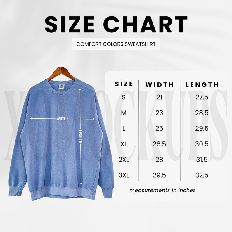 Comfort Colors 1566 Size Chart Comfort Colors Size Chart C1566 Crewneck ...