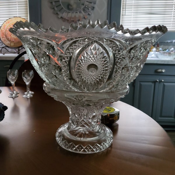 Antique Crystal Punch Bowls Etsy