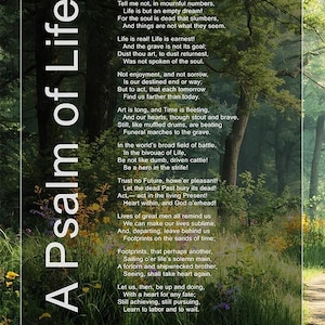 Un Salmo de Vida, Lámina Imprimible para Pared 16x20 PDF, Poema de Henry Wadsworth Longfellow, Póster Inspirador, Descarga Instantánea