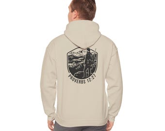 Faith-Based Hunting Hoodie, Proverbs 12:27 Outdoor Apparel, Cross Antler Pullover