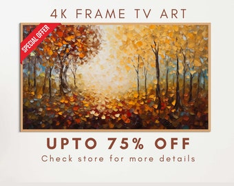 Samsung Frame TV art, 3d Autumn Forest, Fall texture TV Art, serene autumn tv art, autumn artwork, autumn 4k tv art, amber LG tv art,