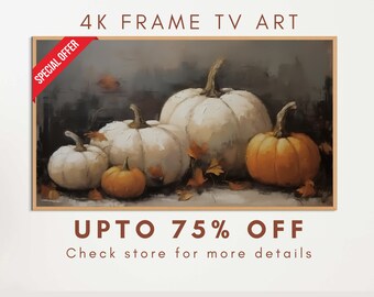 Samsung Frame TV Fall Decor Pumpkin Still Life Painting, Rustic Fall Art Vintage Autumn, Halloween Autumn Decor Thanksgiving Decor