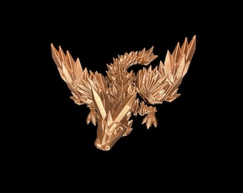 Dragon de cristal articulé - Dragon fidget bijou imprimé en 3D - Objets fantastiques à collectionner