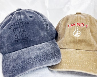 Gorra vintage bordada personalizada, gorra de texto bordada, gorra de béisbol con logotipo de bordado, gorra de béisbol unisex con sombrero de hermandad, gorra para él y ella