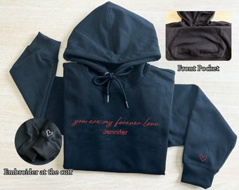 Personalised Embroidered Hoodies, Embroidered Photo Sweatshirts, Embroidered Girlfriend Name On Your Hoodie, Custom Gifts For Couple