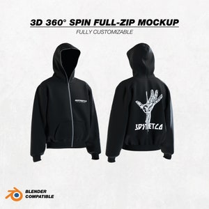 3D Streetwear Full Zip Mockup: Customizable Blender Animation