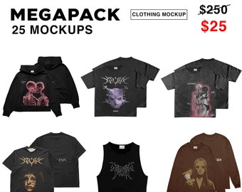 CLOTHING MOCKUP MEGAPACK (25 Mockups + 2 Wash Texture Options), Adobe Photoshop Compatible