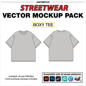 Streetwear Boxy Tee Vector Mockup (AI & PNG)
