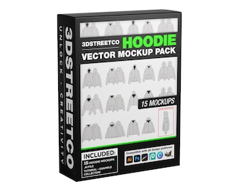 Streetwear Hoodie Vector Mockup Pack: Clothing Brand Template (AI & PNG)