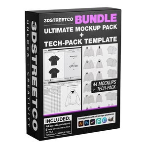 Fashion Bundle - Vector Mockup Pack + Tech Pack Template | Fully Editable AI Files | Adobe & Procreate Compatible | Ultimate Design Pack