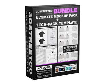 Fashion Bundle - Vector Mockup Pack + Tech Pack Template | Fully Editable AI Files | Adobe & Procreate Compatible | Ultimate Design Pack