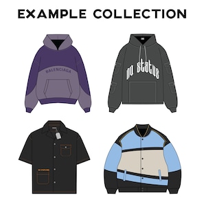 Maqueta vectorial de Nike Tech Fleece: Maqueta vectorial de sudadera con capucha Yeezy Gap TOTALMENTE personalizable, para Adobe Illustrator, Photoshop y Procreate imagen 2