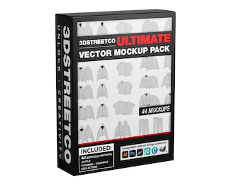 44 Vector Streetwear Clothing Ultimate Mockup Pack: Editable Templates | Adobe Illustrator, Procreate, Photoshop Compatible