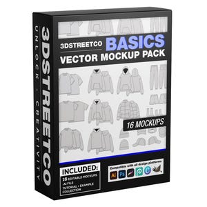 Streetwear Vektor Mockup Vorlage: 16 bearbeitbare Kleidungsstücke (PNG-Dateien)