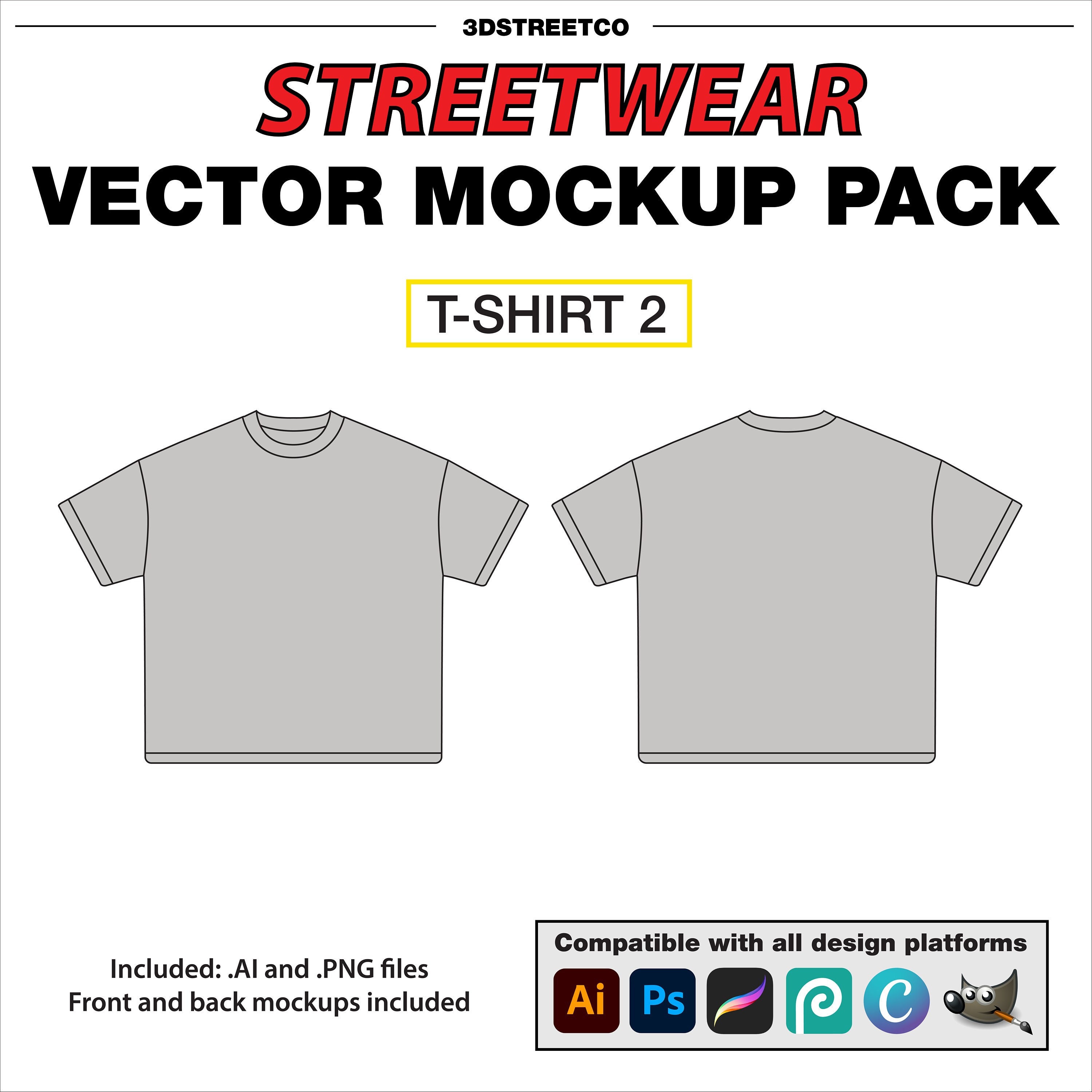 Streetwear T-SHIRT 2, Vector Mockup: Perfect for Clothing
