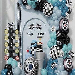 147pcs Race Car Theme Balloon Garland, Two Fast Birthday Decorations, Racing Car Balloon Party Supplies, Car Themed Party Decor, Fast One