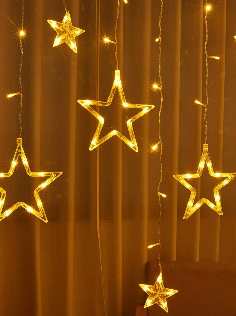 Stringa di luci a LED-Stringa di stelle-Luci da fata per decorazioni domestiche esterne e interne-Luci a sospensione a stella scintillante per l'arredamento della camera immagine 4