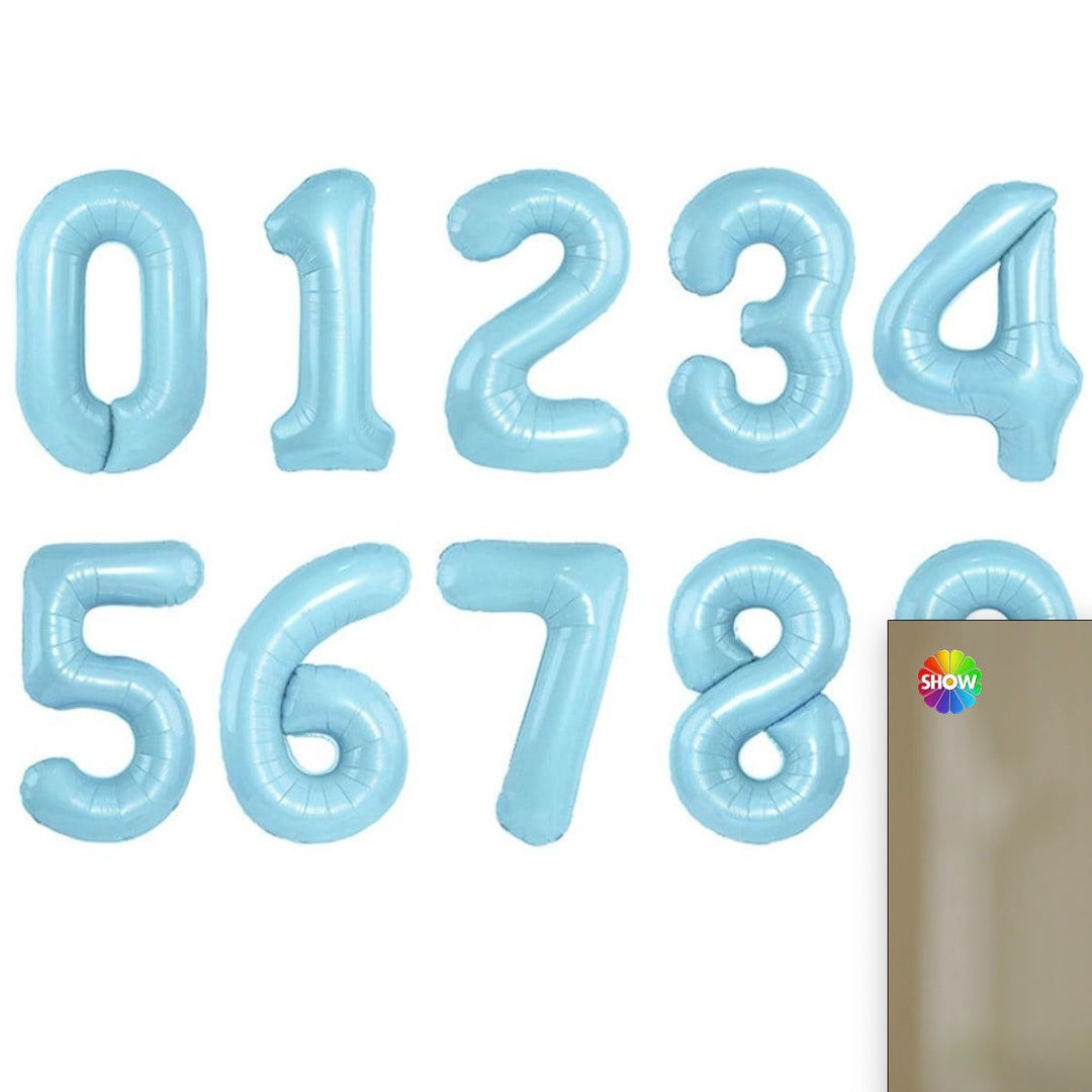 Pastel Blue Number Balloons Baby Blue Number Balloons Age Etsy