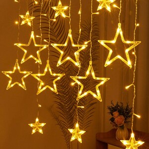 Stringa di luci a LED-Stringa di stelle-Luci da fata per decorazioni domestiche esterne e interne-Luci a sospensione a stella scintillante per l'arredamento della camera immagine 3