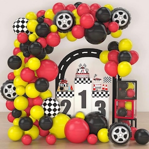 123pcs Race Car Theme Balloon Garland, Two Fast Birthday Decorations, Racing Car Balloon Party Supplies, Fast One, Car Themed Party Decor