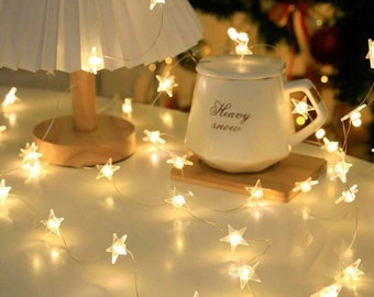 Battery Operated Star fairy lights, Star LED Lights, String lights, Christmas Tree Lights, LED Fairy Lights