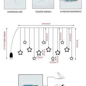 Stringa di luci a LED-Stringa di stelle-Luci da fata per decorazioni domestiche esterne e interne-Luci a sospensione a stella scintillante per l'arredamento della camera immagine 5