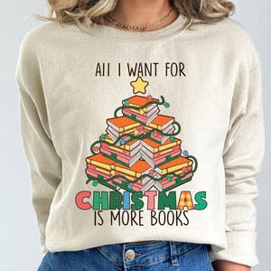 All Booked for Christmas Sweatshirt, Bookworm Christmas Hoodie, Christmas Gift for Teacher, Christmas Book Tree Hoodie, Gift for Librarian
