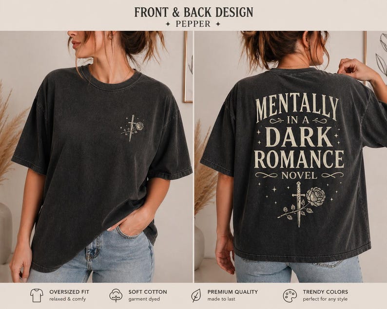 Dark Romance Shirt, Mentally In A Dark Romance Novel Tee, Smut Reader Shirt, Booktok Shirt, Spicy Book Lover Gift, Romantasy Tee image 5