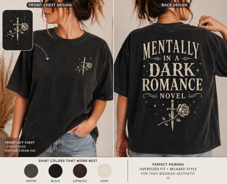 Dark Romance Shirt, Mentally In A Dark Romance Novel Tee, Smut Reader Shirt, Booktok Shirt, Spicy Book Lover Gift, Romantasy Tee image 2